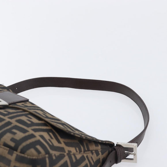 FENDI Zucca Canvas Mamma Baguette Shoulder Bag Brown Black Auth 206477V