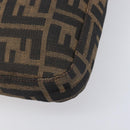 FENDI Zucca Canvas Mamma Baguette Shoulder Bag Brown Black 26727 Auth 206478V-13