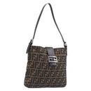 FENDI Zucca Canvas Mamma Baguette Shoulder Bag Brown Black 26727 Auth 206478V-1