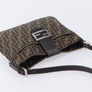FENDI Zucca Canvas Mamma Baguette Shoulder Bag Brown Black 26727 Auth 206478V-6