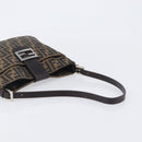 FENDI Zucca Canvas Mamma Baguette Shoulder Bag Brown Black 26727 Auth 206478V-7