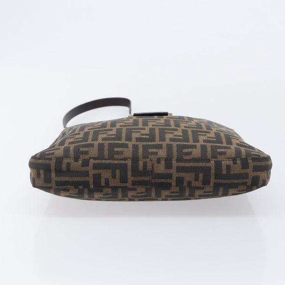 FENDI Zucca Canvas Mamma Baguette Shoulder Bag Brown Black 26727 Auth 206478V