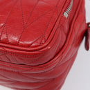 Miu Miu Matelasse Shoulder Bag Leather Red Silver Auth 206482M-12