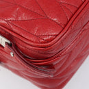 Miu Miu Matelasse Shoulder Bag Leather Red Silver Auth 206482M-13