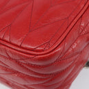 Miu Miu Matelasse Shoulder Bag Leather Red Silver Auth 206482M-14