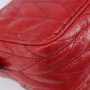 Miu Miu Matelasse Shoulder Bag Leather Red Silver Auth 206482M-15