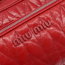 Miu Miu Matelasse Shoulder Bag Leather Red Silver Auth 206482M-16