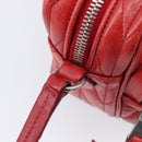 Miu Miu Matelasse Shoulder Bag Leather Red Silver Auth 206482M-17