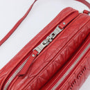 Miu Miu Matelasse Shoulder Bag Leather Red Silver Auth 206482M-18