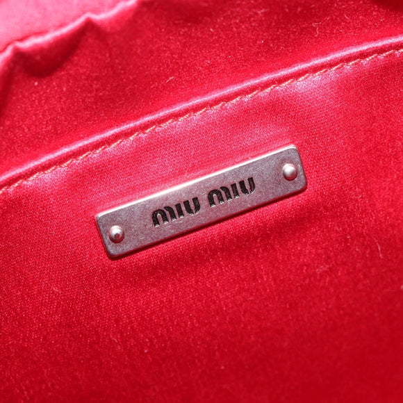 Miu Miu Matelasse Shoulder Bag Leather Red Silver Auth 206482M