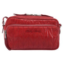 Miu Miu Matelasse Shoulder Bag Leather Red Silver Auth 206482M-2