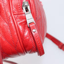 Miu Miu Matelasse Shoulder Bag Leather Red Silver Auth 206482M-25