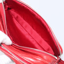 Miu Miu Matelasse Shoulder Bag Leather Red Silver Auth 206482M-26