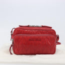 Miu Miu Matelasse Shoulder Bag Leather Red Silver Auth 206482M-28