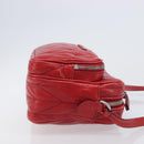 Miu Miu Matelasse Shoulder Bag Leather Red Silver Auth 206482M-4