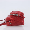 Miu Miu Matelasse Shoulder Bag Leather Red Silver Auth 206482M-5
