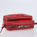 Miu Miu Matelasse Shoulder Bag Leather Red Silver Auth 206482M-6