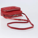 Miu Miu Matelasse Shoulder Bag Leather Red Silver Auth 206482M-7