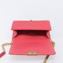 CHANEL Boy Chanel Matelasse Chain Bag Lamb Skin Pink Gold CC Auth 206483M-19