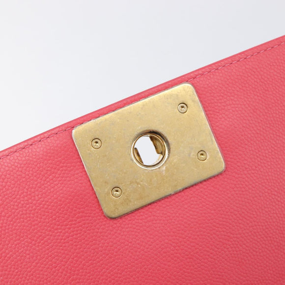 CHANEL Boy Chanel Matelasse Chain Bag Lamb Skin Pink Gold CC Auth 206483M