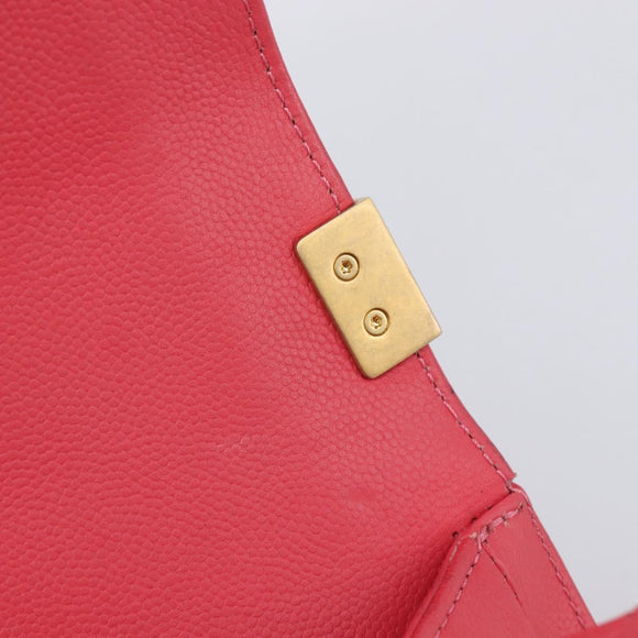 CHANEL Boy Chanel Matelasse Chain Bag Lamb Skin Pink Gold CC Auth 206483M