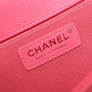 CHANEL Boy Chanel Matelasse Chain Bag Lamb Skin Pink Gold CC Auth 206483M-22