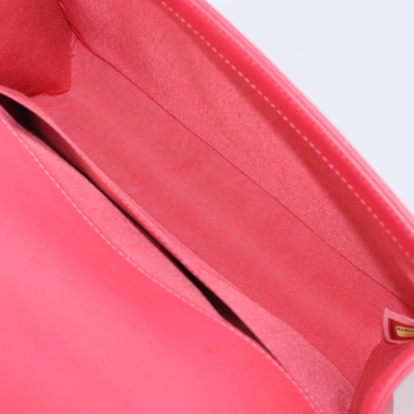 CHANEL Boy Chanel Matelasse Chain Bag Lamb Skin Pink Gold CC Auth 206483M