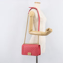 CHANEL Boy Chanel Matelasse Chain Bag Lamb Skin Pink Gold CC Auth 206483M-29