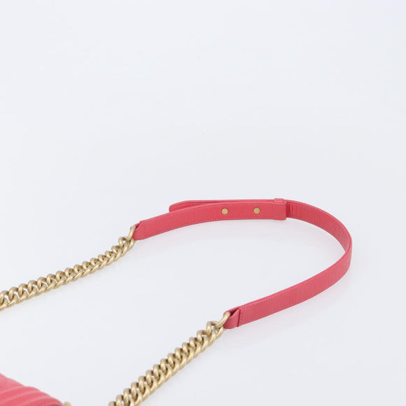 CHANEL Boy Chanel Matelasse Chain Bag Lamb Skin Pink Gold CC Auth 206483M