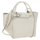 CELINE Big Bag Small Hand Bag Leather 2way White Silver Auth 206487M-1