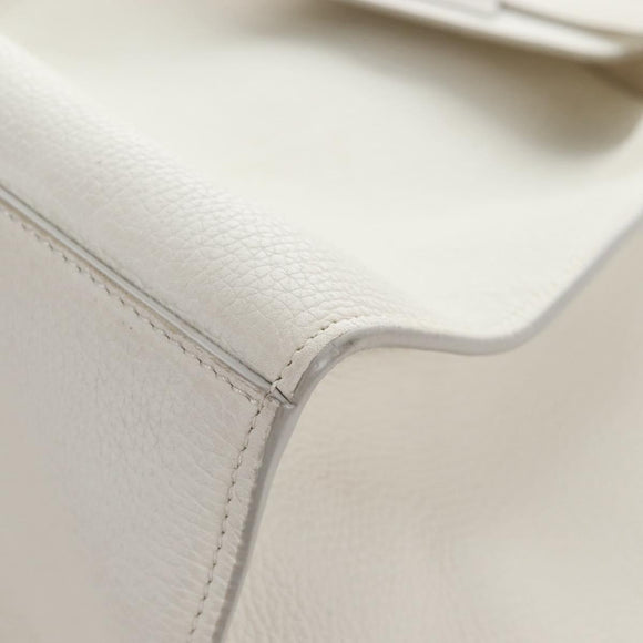 CELINE Big Bag Small Hand Bag Leather 2way White Silver Auth 206487M