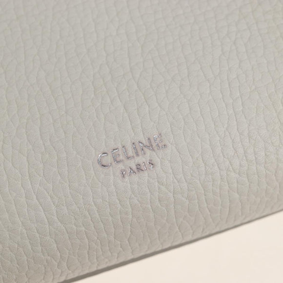 CELINE Big Bag Small Hand Bag Leather 2way White Silver Auth 206487M
