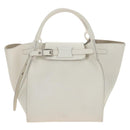 CELINE Big Bag Small Hand Bag Leather 2way White Silver Auth 206487M-2