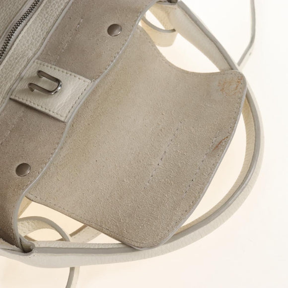 CELINE Big Bag Small Hand Bag Leather 2way White Silver Auth 206487M