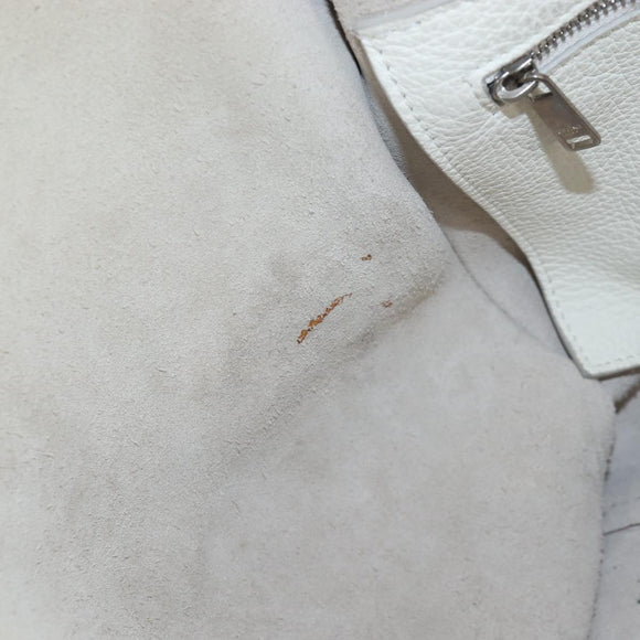 CELINE Big Bag Small Hand Bag Leather 2way White Silver Auth 206487M