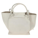 CELINE Big Bag Small Hand Bag Leather 2way White Silver Auth 206487M-3