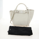 CELINE Big Bag Small Hand Bag Leather 2way White Silver Auth 206487M-32