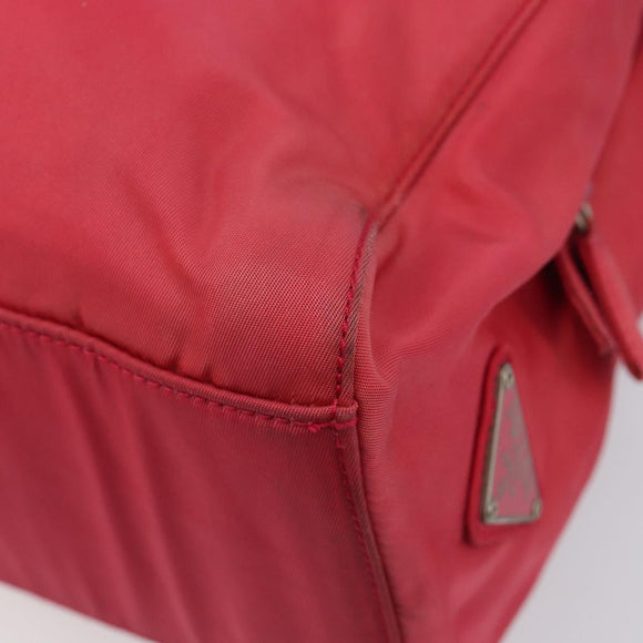 PRADA Hand Bag Nylon Pink Silver Auth 206488