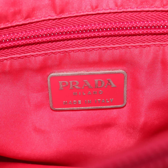PRADA Hand Bag Nylon Pink Silver Auth 206488