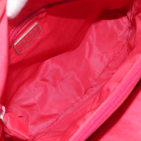 PRADA Hand Bag Nylon Pink Silver Auth 206488