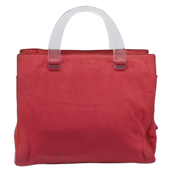 PRADA Hand Bag Nylon Pink Silver Auth 206488