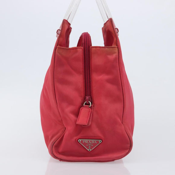 PRADA Hand Bag Nylon Pink Silver Auth 206488