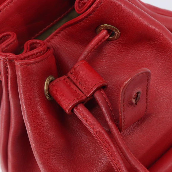 GUCCI Bamboo Backpack Leather Red Gold 003 3444 0030 Auth 206489