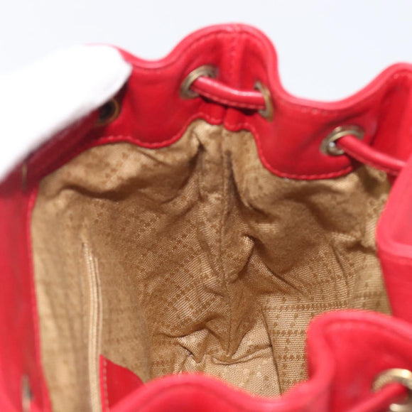 GUCCI Bamboo Backpack Leather Red Gold 003 3444 0030 Auth 206489