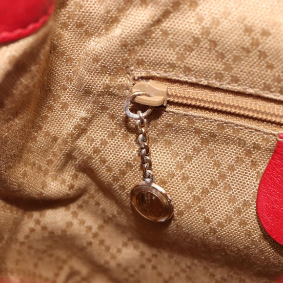 GUCCI Bamboo Backpack Leather Red Gold 003 3444 0030 Auth 206489