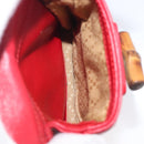 GUCCI Bamboo Backpack Leather Red Gold 003 3444 0030 Auth 206489-28