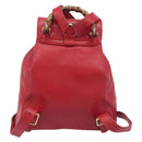 GUCCI Bamboo Backpack Leather Red Gold 003 3444 0030 Auth 206489-3