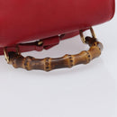 GUCCI Bamboo Backpack Leather Red Gold 003 3444 0030 Auth 206489-7