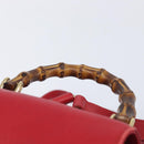 GUCCI Bamboo Backpack Leather Red Gold 003 3444 0030 Auth 206489-8