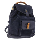 GUCCI Bamboo Backpack Suede Navy Gold 003 1998 0030 Auth 206490-1